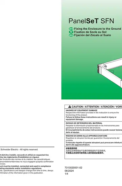 schneider施耐德PanelSeT SFN - Fixing the Enclosure to the Ground - 说明页